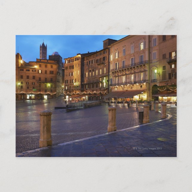 Postal Piazza Del Campo al atardecer, Siena. (Anverso)