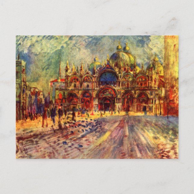 Postal Piazza San Marco, Venecia, por Pierre Renoir (Anverso)
