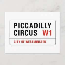 Postal Piccadilly Circus, Rótulo de la calle Londres