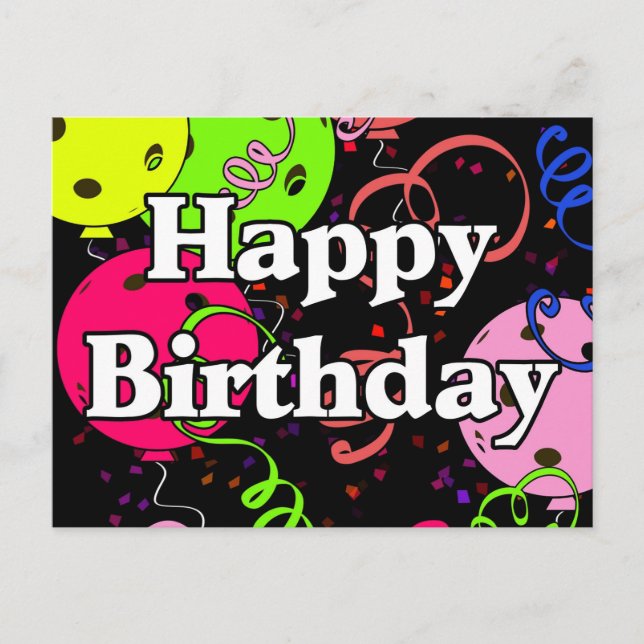 Postal Pickleball Balloons Confetti Happy Birthday  (Anverso)