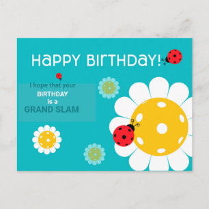Postal Pickleball Feliz cumpleaños Personalizable Turques