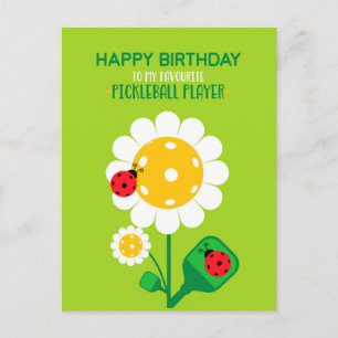 Postal Pickleball Feliz cumpleaños Personalizable verde l