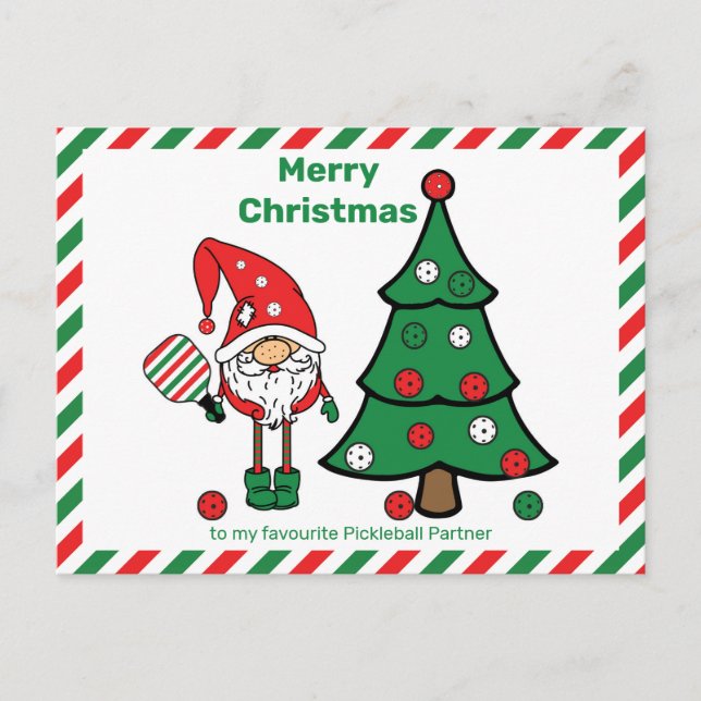 Postal Pickleball Merry Christmas Postcard (Anverso)