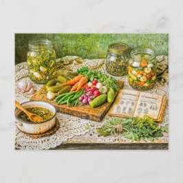 Postal Pickled Cucumbers and Fresh Vegetables in Rustic V