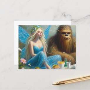 Postal Picnic de comida rápida con Sasquatch y los hados