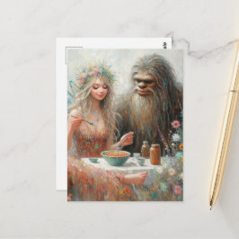 Postal Pícnic de espaguetis de hada y Sasquatch