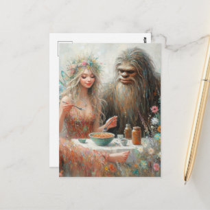 Postal Pícnic de espaguetis de hada y Sasquatch