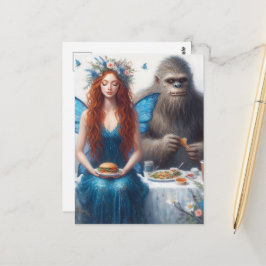 Postal Pícnic de hada y Sasquatch