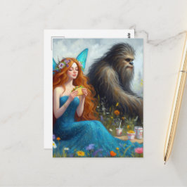 Postal Pícnic de hada y Sasquatch