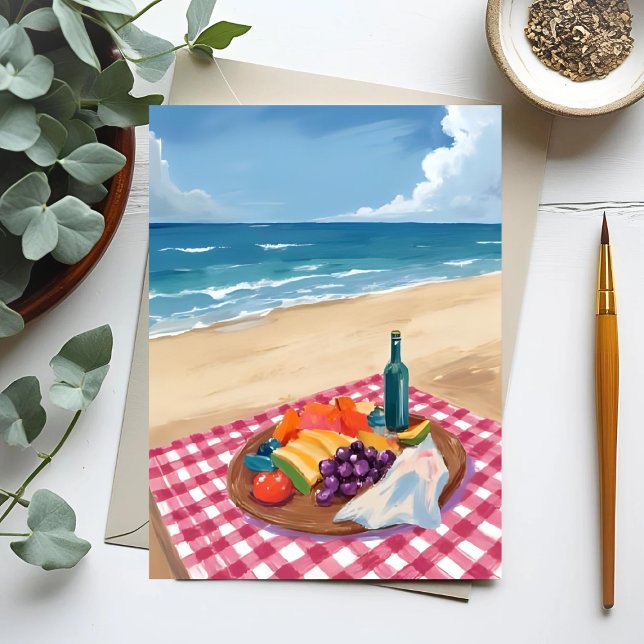 Postal Picnic de playa | Pintado de Ocean Shore (Subido por el creador)
