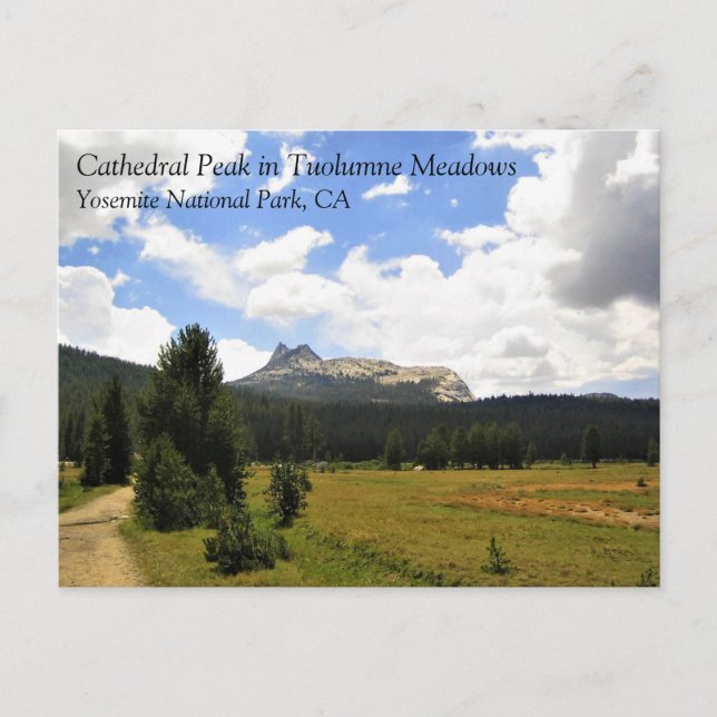 Postal Pico de la Catedral en los Meadows de Tuolumne, Yo (Anverso)
