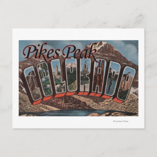Postal Pico de Pikes, Colorado - Escenas de letras grande