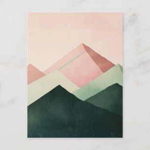Postal Pico Pastel – Paisaje Geométrico de Montaña #1