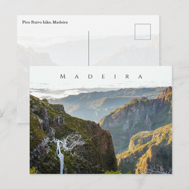 Postal Pico Ruivo hike landscape, Madeira travel (Anverso / Reverso)