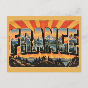 Postal Picos Alpinos Lagos Arte de Viaje Vintage Francia