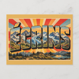 Postal Picos glaciares de Écrins Arte de viaje vintage