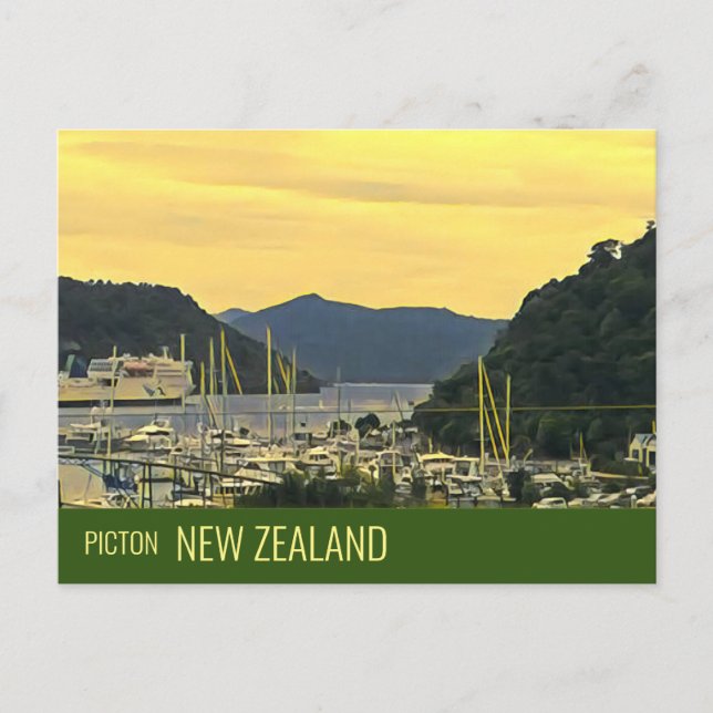 Postal Picton New Zealand Marlborough Sound Travel (Anverso)