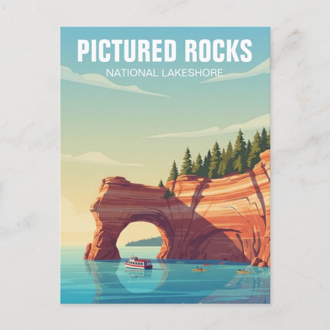 Postal Pictured Rocks Michigan Viaje (Anverso)