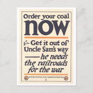 Postal "Pide tu carbón ahora" Poster de WI Wartime