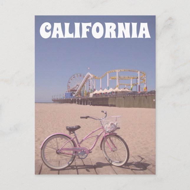 Postal Pie de bicicletas California Santa Monica Beach Tr (Anverso)