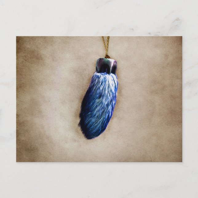 Postal Pie de conejo azul afortunado (Anverso)