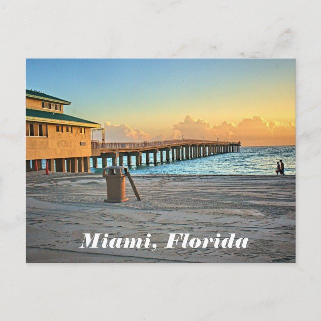 Postal Pie de pesca de Newport de Miami Florida (Anverso)