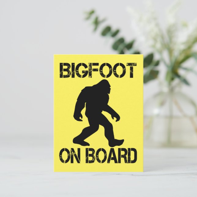 Postal Pie grande a bordo Funny Bigfoot (Anverso de pie)