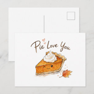 Postal Pie Love You Acuarela Día de Acción de Gracias