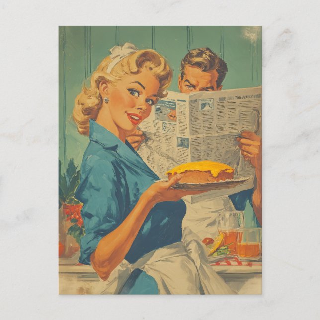 Postal Pie retro y encanto de papel (Anverso)