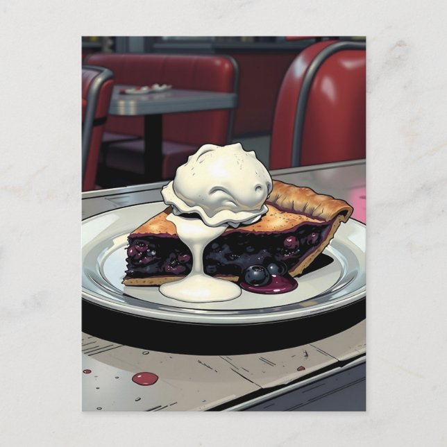 Postal Piece of Blueberry Pie and Vanilla Ice Cream   (Anverso)
