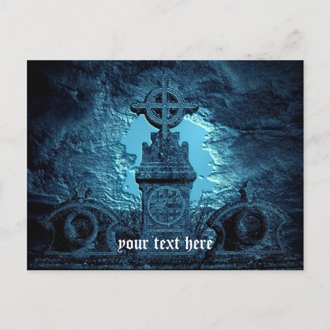 Postal Piedra de azulejos celta en azul (Anverso)