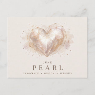 Postal Piedra de nacimiento de corazón de perla de junio