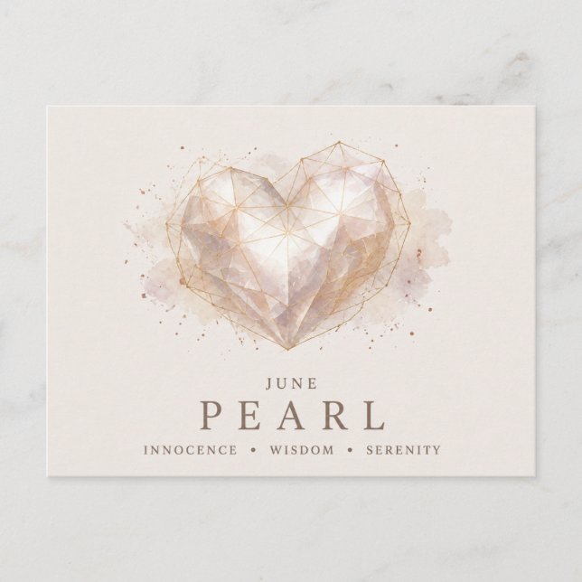 Postal Piedra de nacimiento de corazón de perla de junio (Anverso)