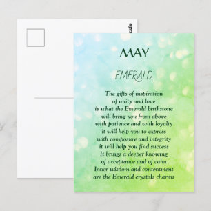 Postal Piedra de nacimiento de cumpleaños de mayo Esmeral