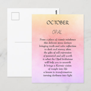 Postal Piedra de nacimiento de cumpleaños de octubre Opal