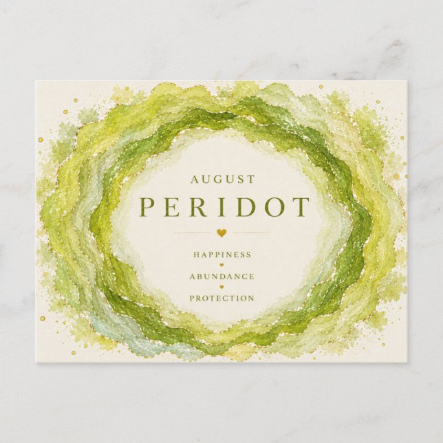 Postal Piedra de nacimiento de Peridot de agosto (Anverso)