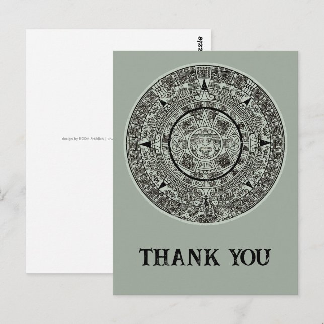 Postal Piedra de Sol Azteca Mexicana Calendario Maya 1 (Anverso / Reverso)