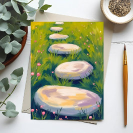 Postal Piedras de jardín acuarela