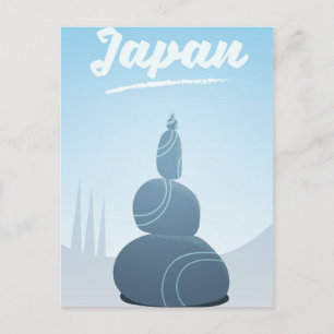 Postal Piedras paradas de Japón apiladas en el paisaje.
