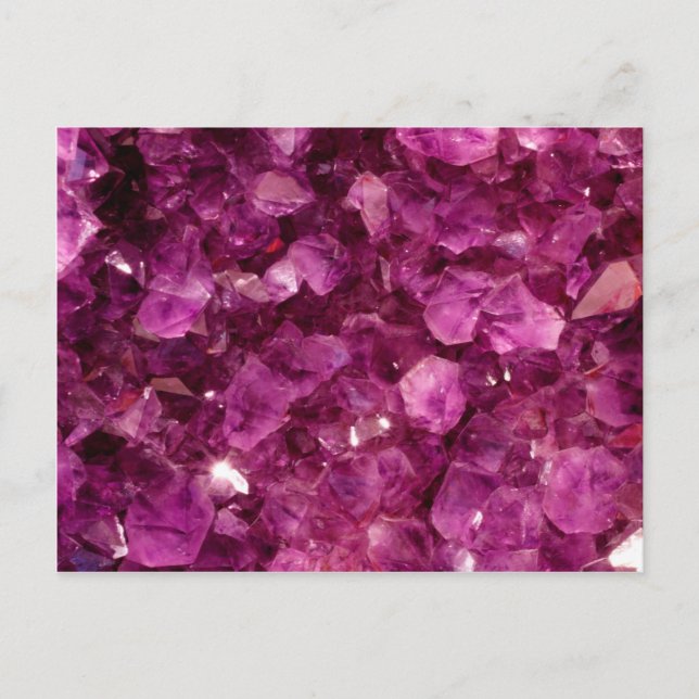 Postal Piedras preciosas púrpuras Amethyst del cristal de (Anverso)