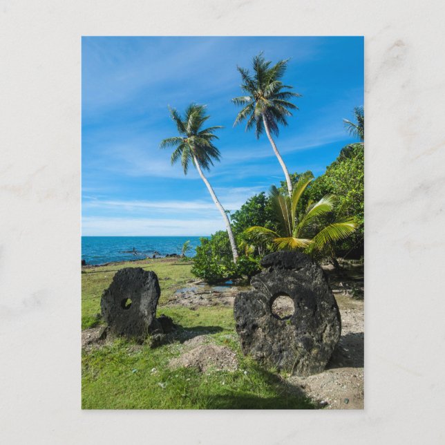 Postal Piedras Rai en la isla Yap (Anverso)