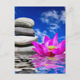 Postal Piedras Terapéuticas y Flor Lotus