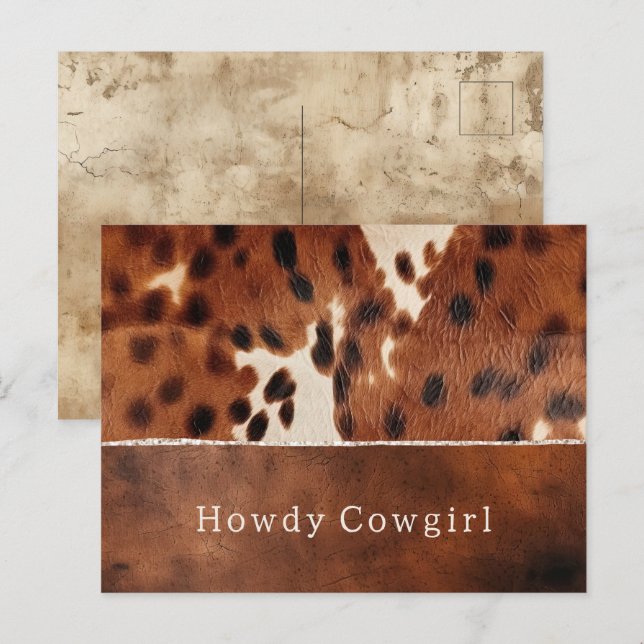 Postal Piel de vaca negro marrón del suroeste (Anverso / Reverso)