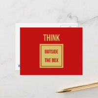 Piensa fuera de la caja cita en rojo