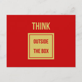 Postal Piensa fuera de la caja cita en rojo