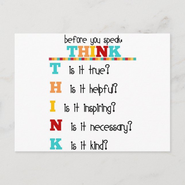Postal Piense antes de hablar (Anverso)
