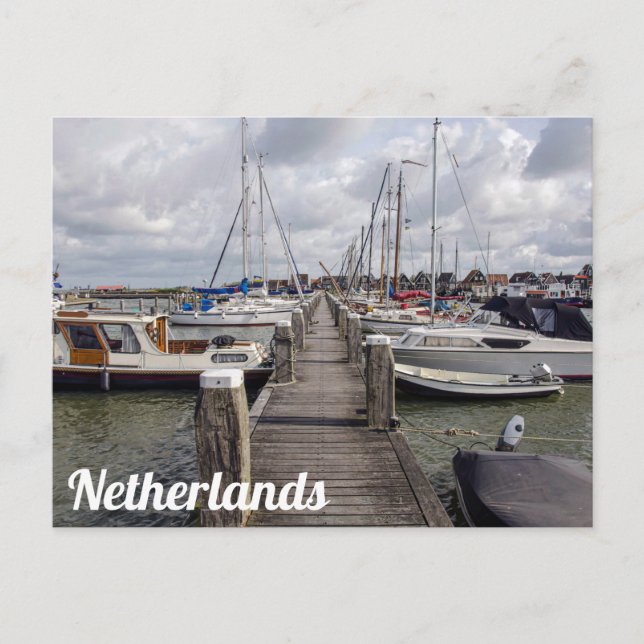 Postal Pier con embarcaciones y yates en Marken Netherlan (Anverso)