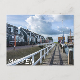Postal Pier de madera en Marken, Países Bajos