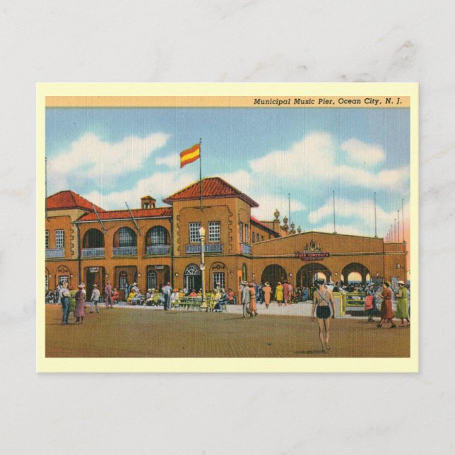 Postal Pier de música, Ocean City, NJ Vintage (Anverso)