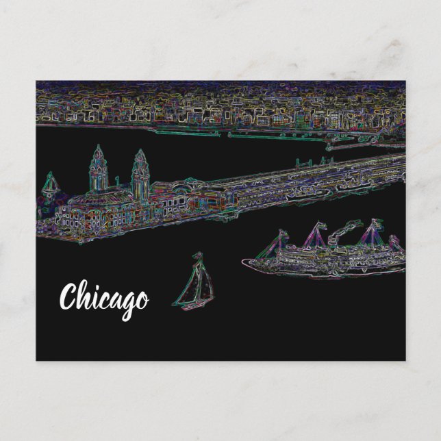 Postal Pier naval desde el lago Chicago en los años 20's  (Anverso)